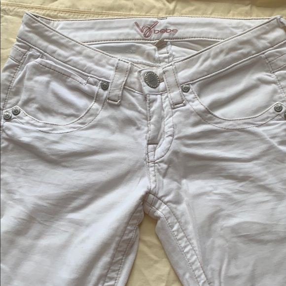 BEBE WHITE  CORDUROY   STRECH FLARE PANTS - Picture 1 of 6